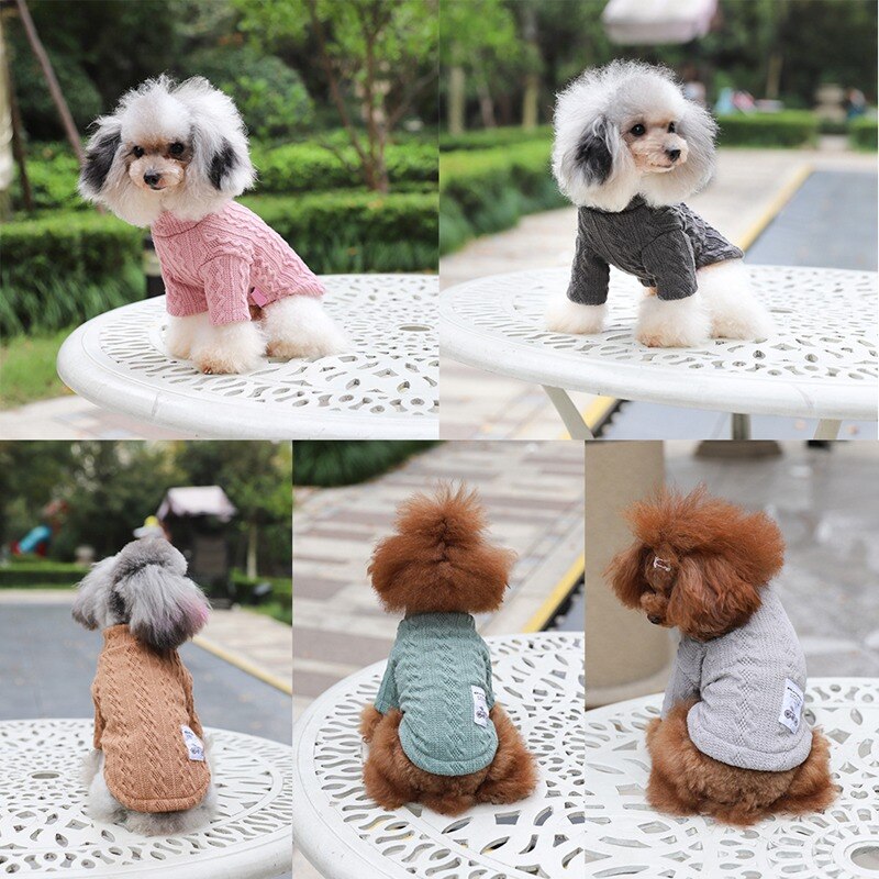 Chiot pour animaux de compagnie Double modèle col roulé chien chandails hiver chiot vêtements tricot animaux de compagnie chandails pas cher tricots Costume