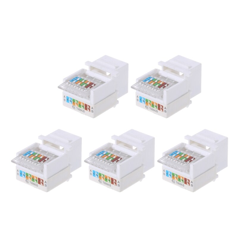 5 stk cat 5e utp netværksmodul værktøjsfri  rj45 stik kabel adapter til forstærker