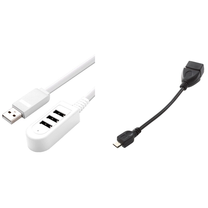 USB A 2.0 Female to Micro-USB B Male Cable Adapter & 1.2M 3 Port Multi USB2.0 Hub Splitter Converter External: Default Title