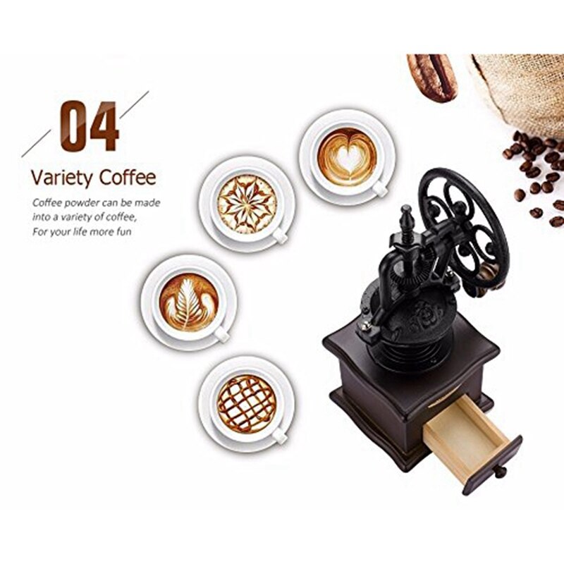 Handkoffiemolen Met Grind Instellingen En Vangen Lade-Klassieke Vintage Stijl Manual Hand Koffiemolen Molen