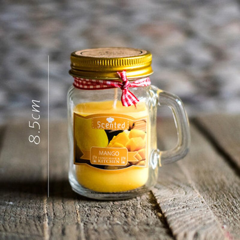 Anlage Glas Öl Kerze Aroma Romantische Kerze Rauchfreien Tasse Krug Party Wachs Geburtstag Duft Kerzen Startseite Dekoration QLB090: Mango Kerze Tasse