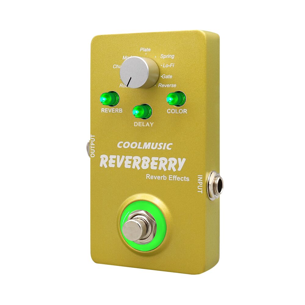 Pedal de efectos de reverberación Digital de guitarra eléctrica COOLMUSIC A-RE01 con 9 efectos de reverberación accesorios de guitarra de Metal de Bypass verdadero