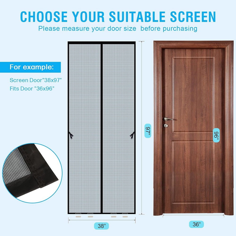 Magnetic Screen Door, Strong Magnets Self-Sealing, Tear Resistant, Mosquito Resistant Door Curtain, Pet and Child Friendly