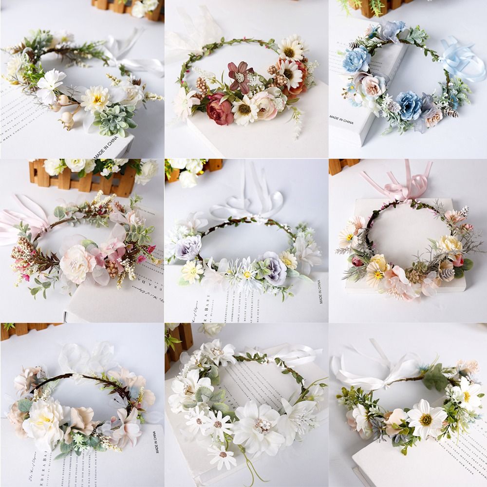 Handgemaakte haarsieraden strandkrans bruids haarband hoofddeksels voor bruiloft bloem tiara bloemenkransen slinger kroon