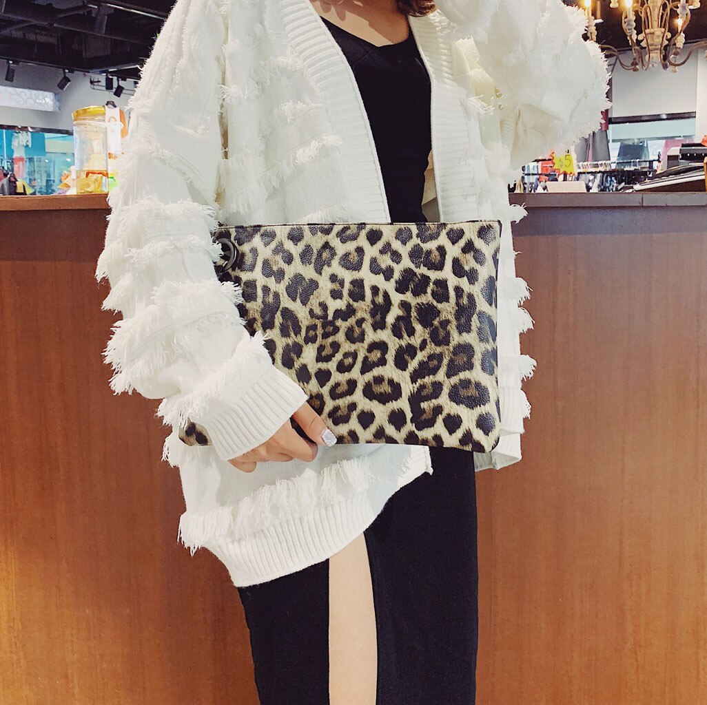 Aelicy 女性ヒョウ柄の日クラッチ pu レザージッパー女性バッグクラッチイブニングバッグ女性ハンドバッグ carteras y bolsos デ mujer