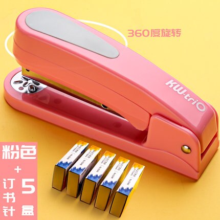 360 obrót ciężki obowiązek zszywacz użyj 24/6 zszywki bez wysiłku długi zszywacz szkolny zszywacz biurowy biuro introligatorskie materiały biurowe: różowy i 5 Staples