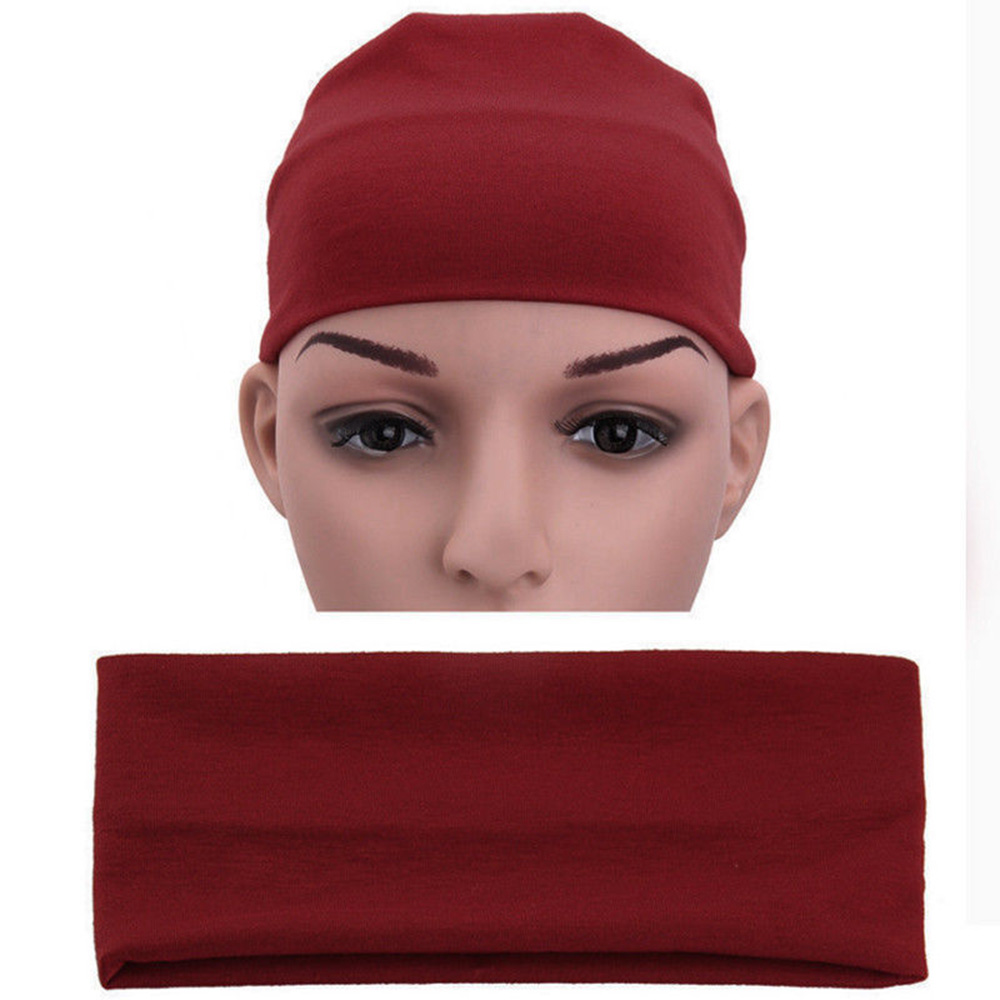 1 Pc Breed Effen Kleur Katoen Hoofdband Voor Vrouwen Lady Plain Stof Yoga Sport Elastische Hoofdband Tulband Head Wrap bandana: winered