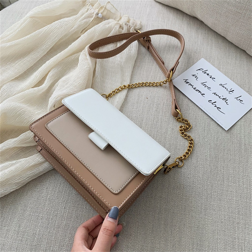 Mini cuir sacs à bandoulière pour femmes vert chaîne épaule sac de messager dame voyage sacs à main et sacs à main sac à bandoulière # L5: White 