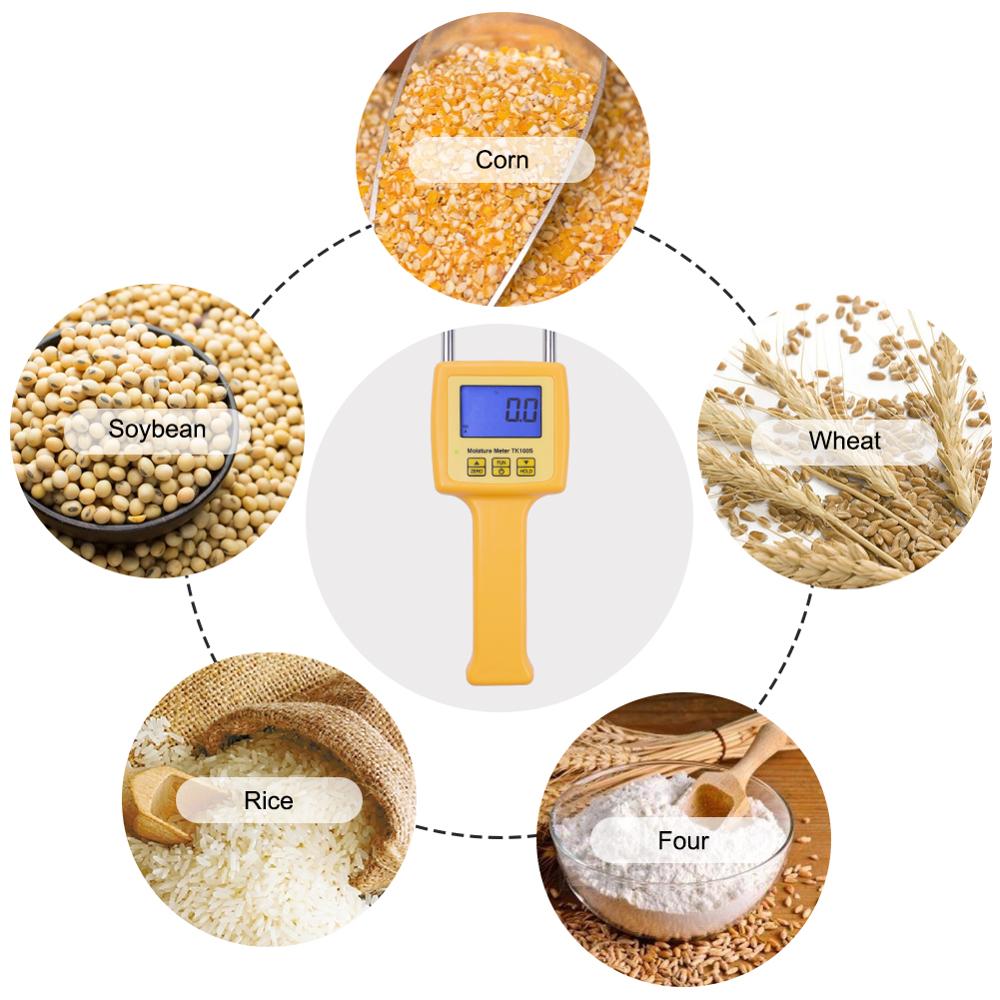 TK100S Digital Portable Moisture Analyzer Tester Meter Food for Corn Wheat Rice and Bean Wheat Flour Grain