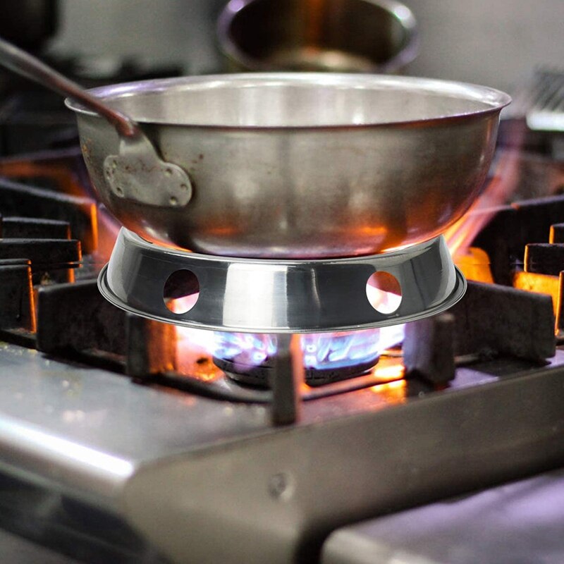 2PCS Stainless Steel Wok Ring/Metallic Round Bottom Wok Rack Universal Size for Gas Stove Fry Pans