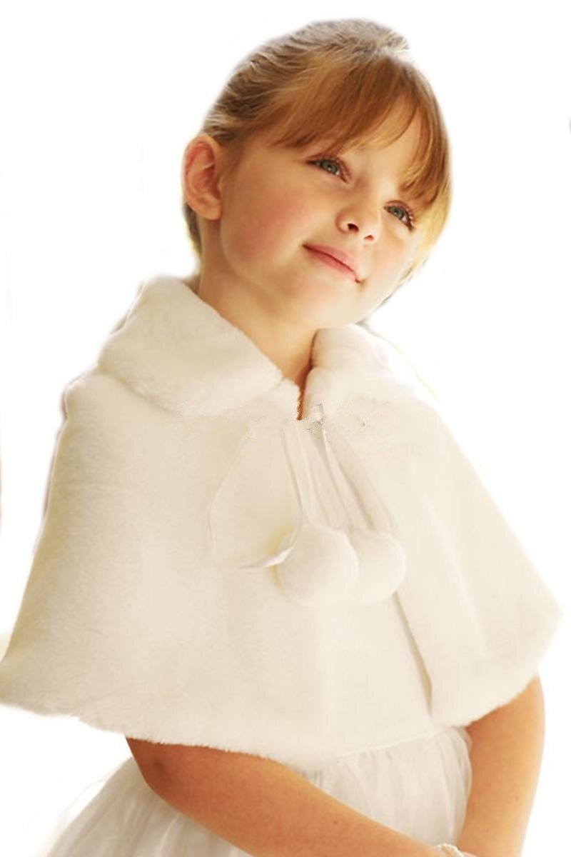 Bonita estola de piel sintética en color marfil, blanco y rosa, para bodas, fiestas, niñas de las flores, capa, chaquetas de otoño e invierno para niños, baratas, disponibles en stock.