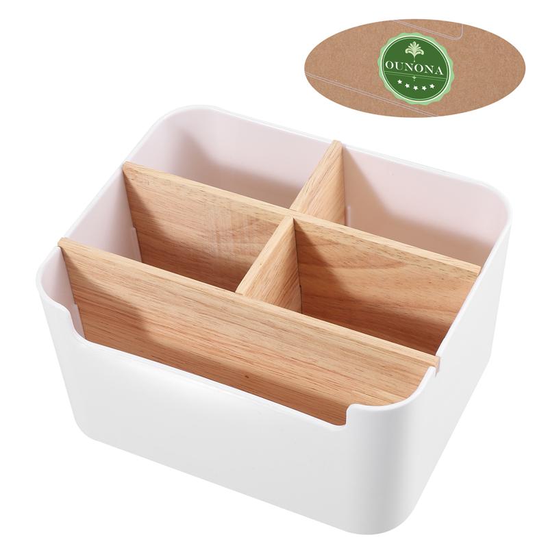 Remote Control Holder Wood Storage Box Multipurpose Desk Organizer Desktop Stationery Storage Box Jewelry Nail Makeup Container