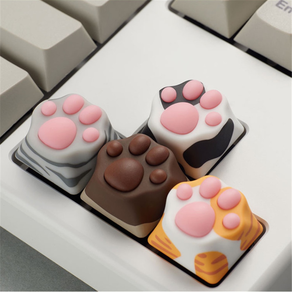 Cute Cat Paws Mechanical Keyboard KeyCaps Kawaii Silicone Key Cap Lovely Cat Claw Laptop Cumputer Accessories Office Decor