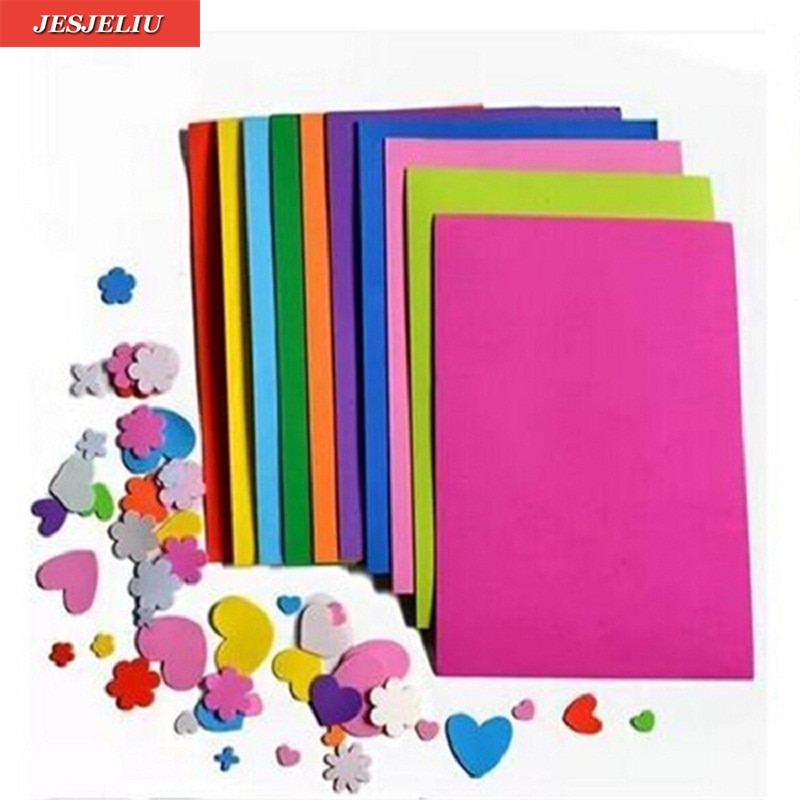 10pcs/lot DIY Multicolor Sponge Foam Paper Fold Scrapbooking Paper Craft 20*30*0.1cm Thick Manual Cardboard