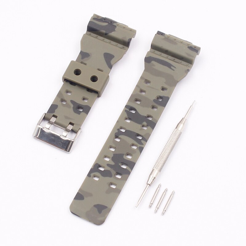 Watch accessories for Casio GSHOCK GLS GD GA110 GA100 GD120 camouflage silicone strap case: ArmyGreen Strap