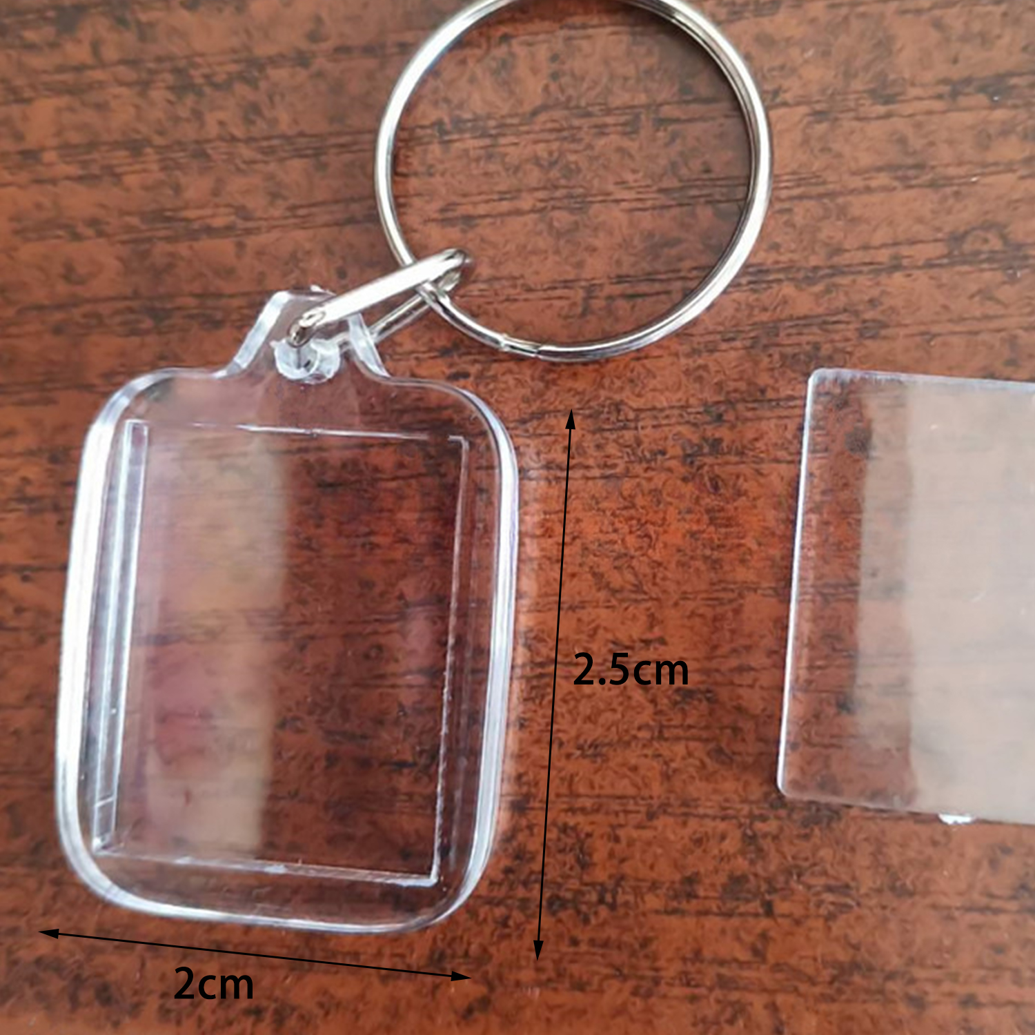 Photo Frame Keychian Acrylic Rectangle Insert Picture Frame Keyring Key Holder DIY Split Ring for Women Ladies Girls