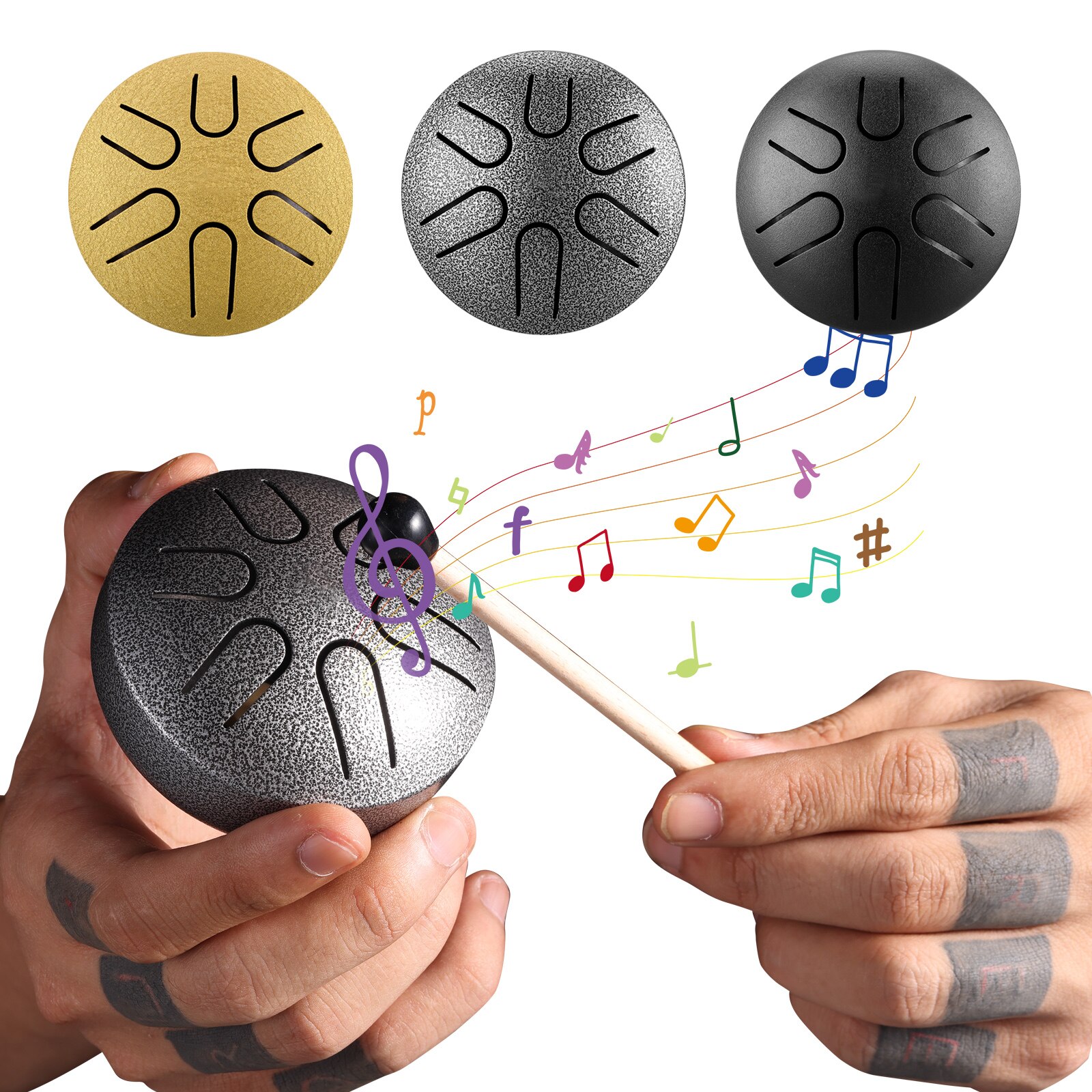 Mini tambor de lengua de acero de 3 pulgadas, 6 notas, instrumento de percusión para meditación etéreo, Yoga, Educación Musical, de navidad