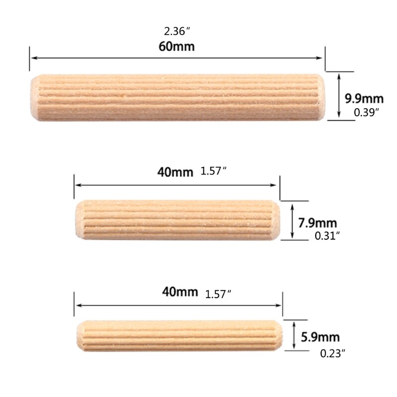 Perno de aguja de madera M6/M8/M10, redondo, balsa, corcho, sarga, clavos de madera, cuña, Conector de eje de madera, 40mm-60mm de longitud, 100 Uds.