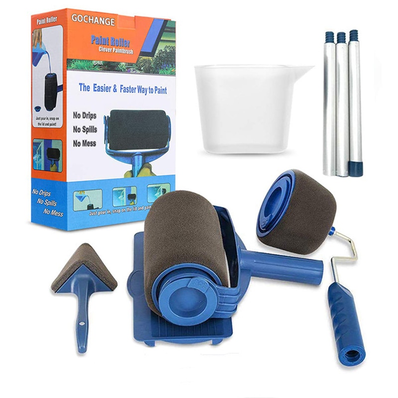 8pcs Wall Decorate Painting Roller Brush Set Paint Runner Pro Brush Kit Multifunctional House Paint Rollers Runner Pro Tools Set
