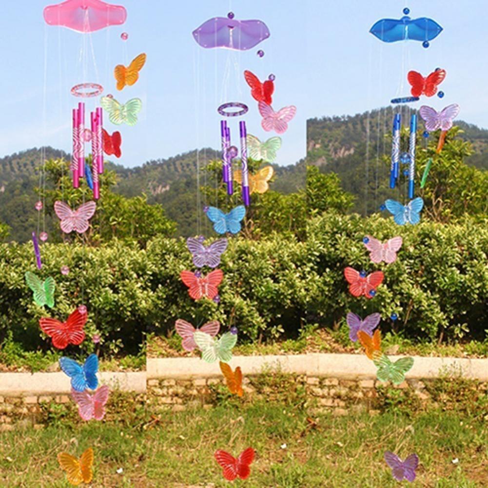 Campana de viento móvil de mariposa de cristal creativa, campana de jardín, ornamental, decoración colgante de salón, arte, decoración del hogar