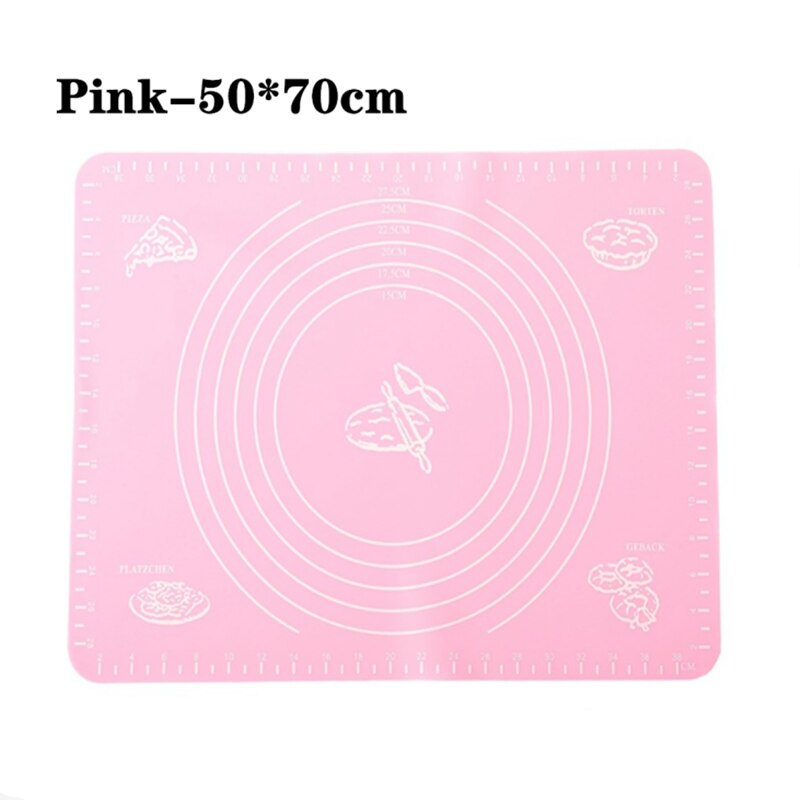 70*70cm Silicone Baking Mat Thicken Cake Silicone Mat Oven Pizza Pastry Mat Rolling Dough Board Non-Stick Mat Cake Baking Tools: Pink-50x70cm