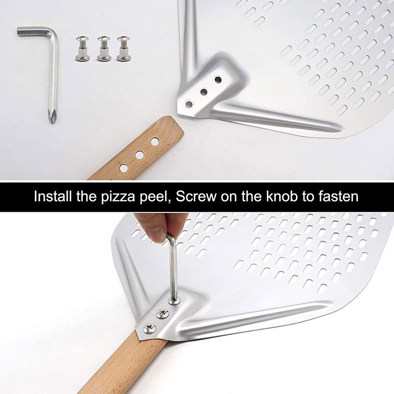 4 Piece Pizza Oven Kit, 9 Inch Pizza Turning Peel, 12 Inch Perforated Pizza Peel, Oven Brush And Ash Rake, Wood Fired Commercial Oven Accessoires For Home, Restaurant - View #5
