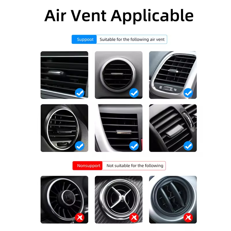 Magnetyczny uchwyt samochodowy na telefon Air Vent 360 ° Obrotowy uchwyt samochodowy do smartfona GPS Uchwyt mobilny do każdego modelu telefonu