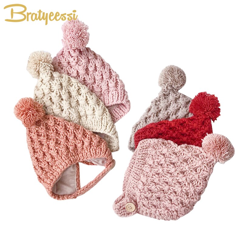 hiver bébé fille chapeau Pom Pom tricot épais enfants chapeau bébé garçon casquette Elf enfant en bas âge chapeaux 1PC