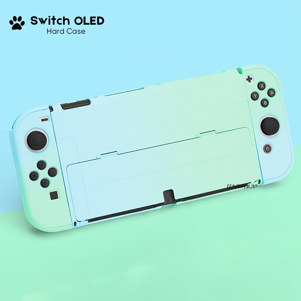 NEUE Für Schalter OLED Schutzhülle Soft/Hard Cover Kawaii Rosa Silikon Schutzhülle Für Nintendo OLED Konsole Zubehör: Bracket-Blue-Green