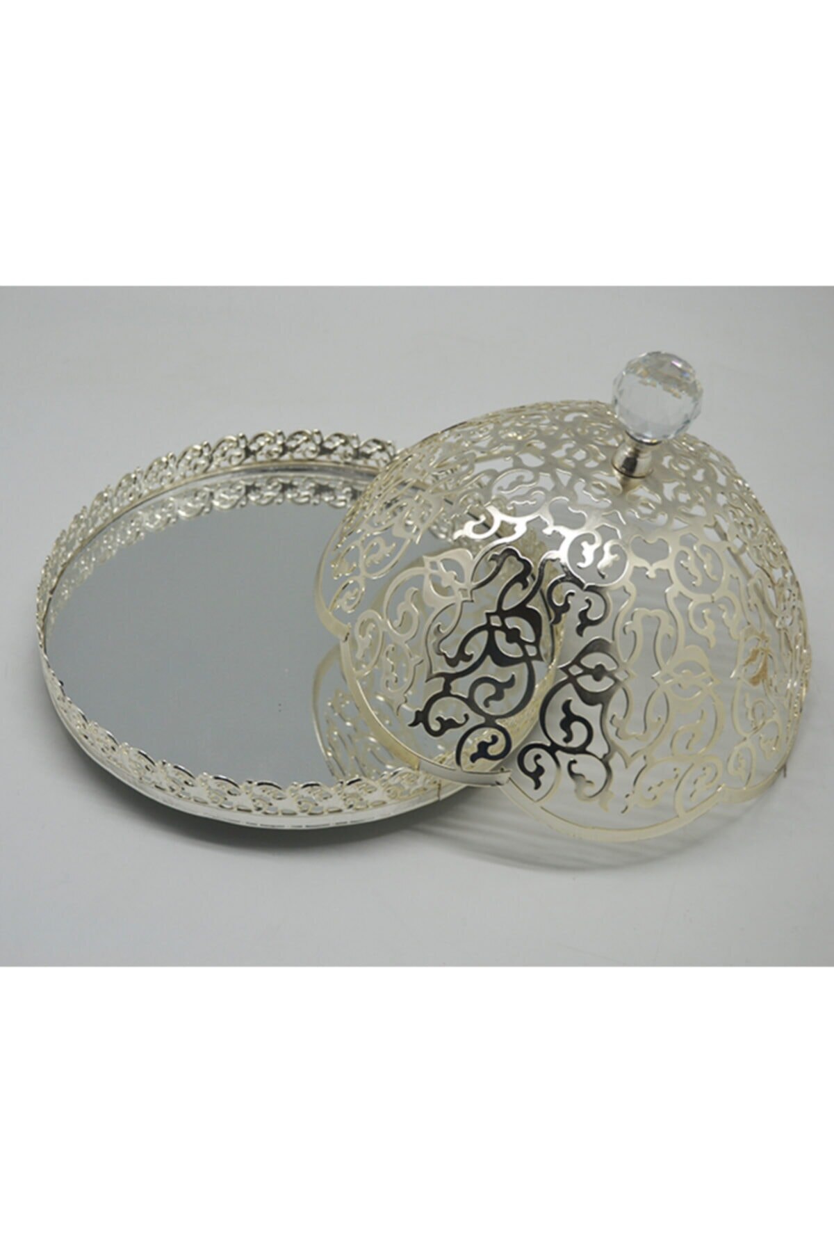 Large Stone Silver Turkish Delight Sugar Bowl 20 cm: Gray