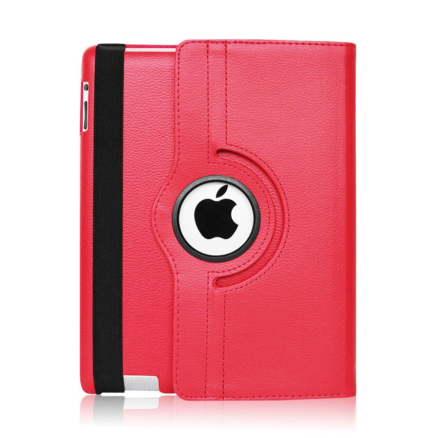Case for Apple iPad 2 3 4 Magnetic Auto Wake Up Sleep Flip Litchi PU Leather Case Cover With Smart Stand Holder for iPad 2/3/4: red