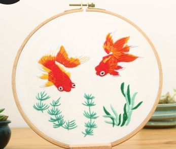 DIY Embroidery Kits with Flowers Plants Pattern for Beginners Full Range of Stamped Cross Stitch Kit with Embroidery Hoop: C