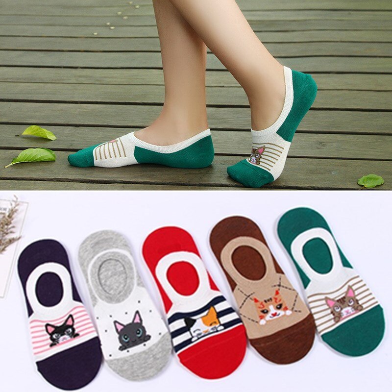 5 pares/lote dos desenhos animados unicórnio gato raposa meias bonito animal feminino meias verão engraçado curto tornozelo meias senhoras algodão meia dropship: J
