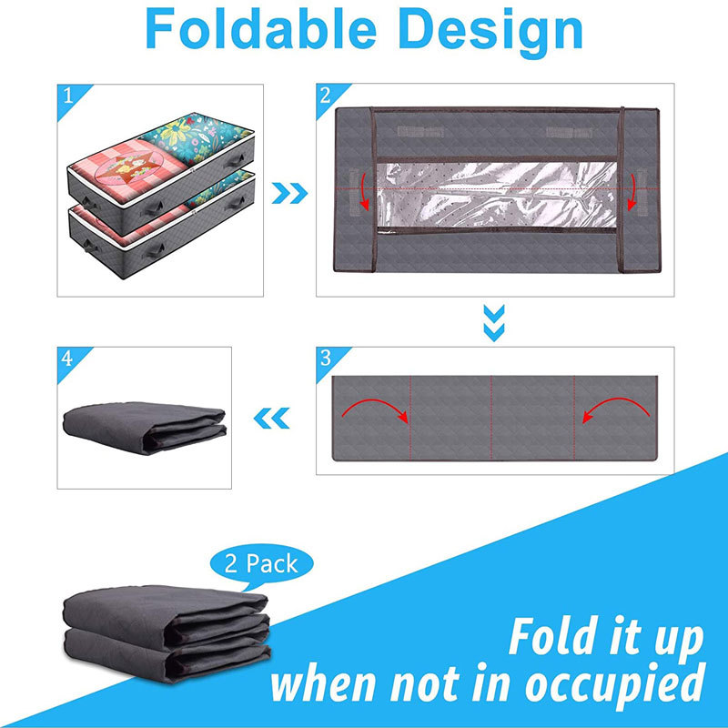 Opvouwbare onderbedtas - Deken Kleding Quilt Organizer Ademende opbergtas met ritssluiting voor slaapkamer