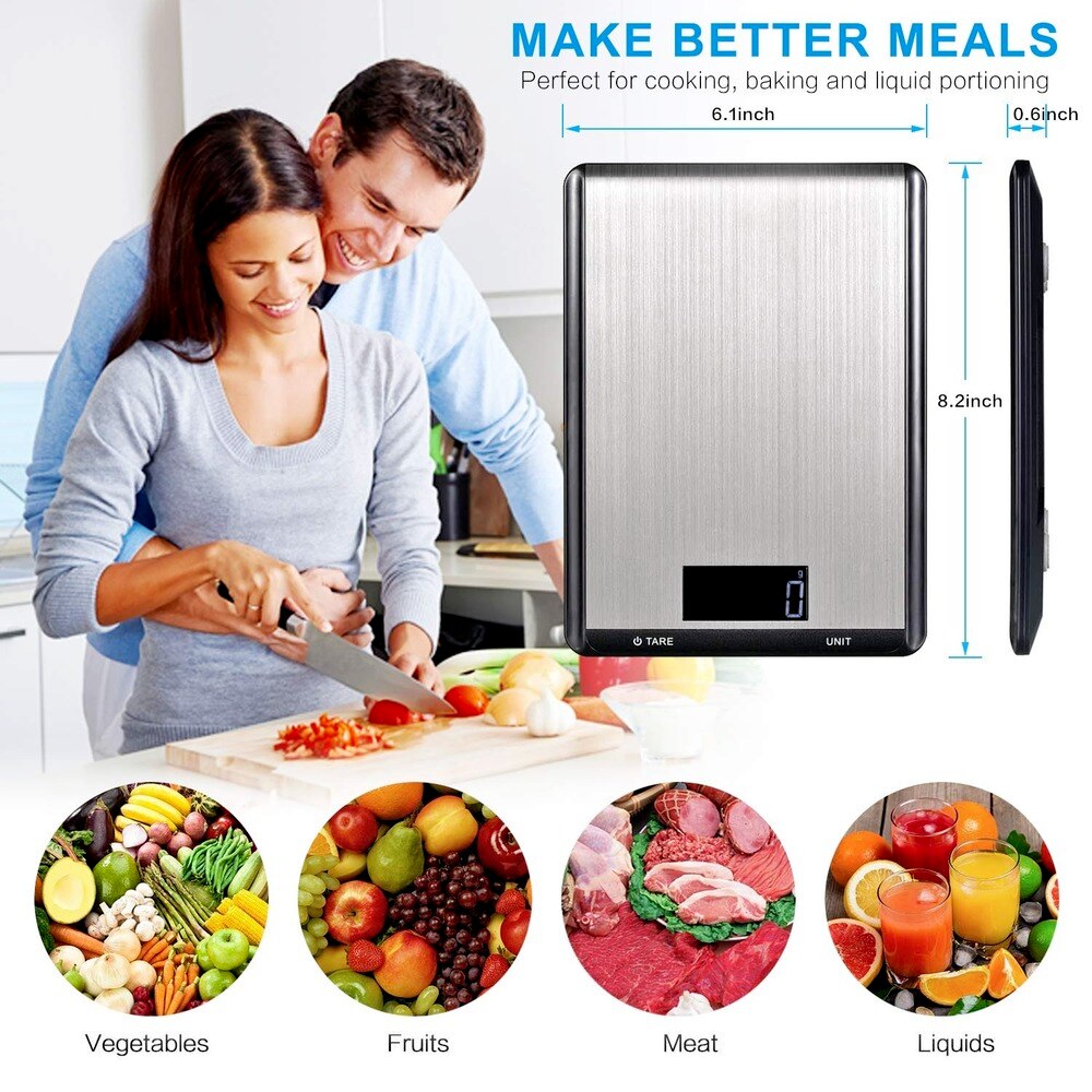Kitchen Scales Digital LCD Backlight Display Stainless Steel Electronic Food Weight Balance Scales For Kitchen Cooking5/10Kg/1g