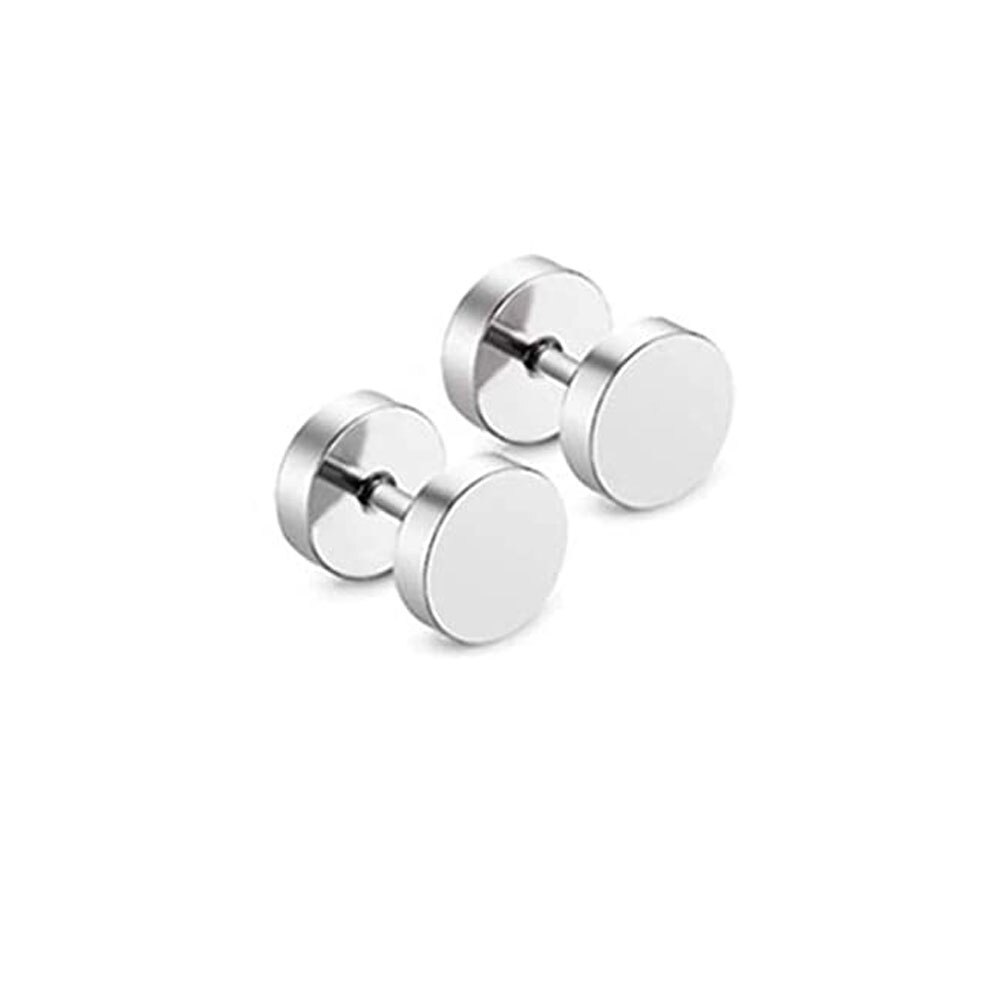 9 Pairs Stainless Steel CZ Stud Earrings Hoop Earrings Gauge Earrings Set for Men Women piercing earrings: 1 Pair Silver-A