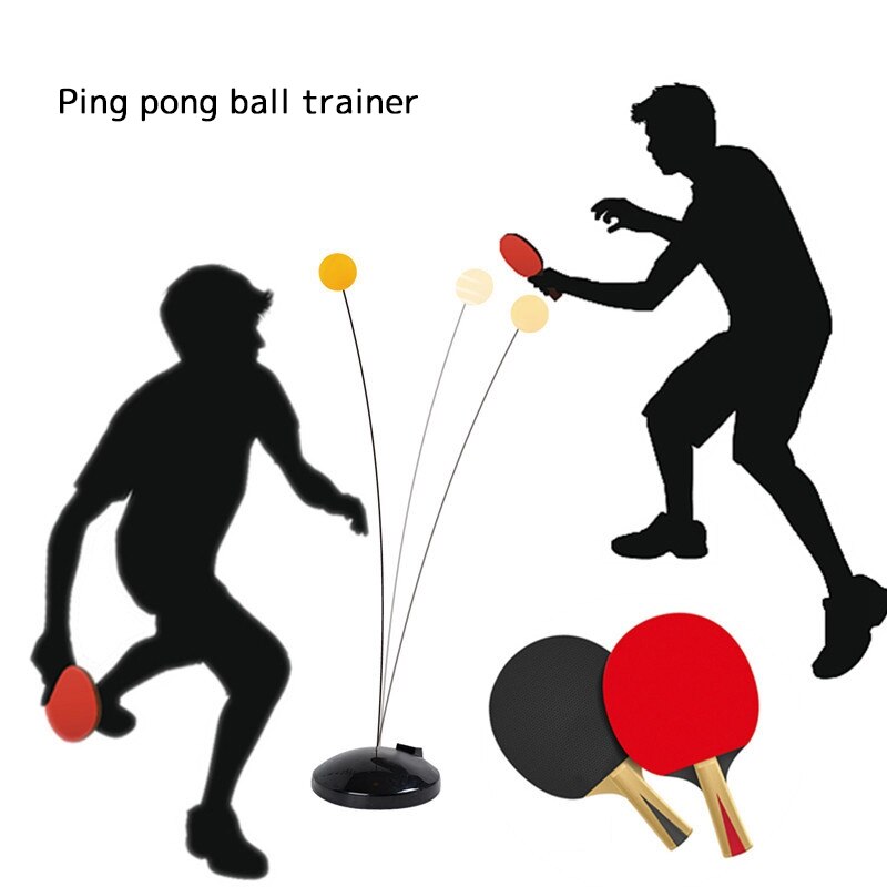 Elastiskt skaft för bordtennistränare, portabelt bordtennisset med racket och 2 träningsbollar för självträning/fritidsdekompres