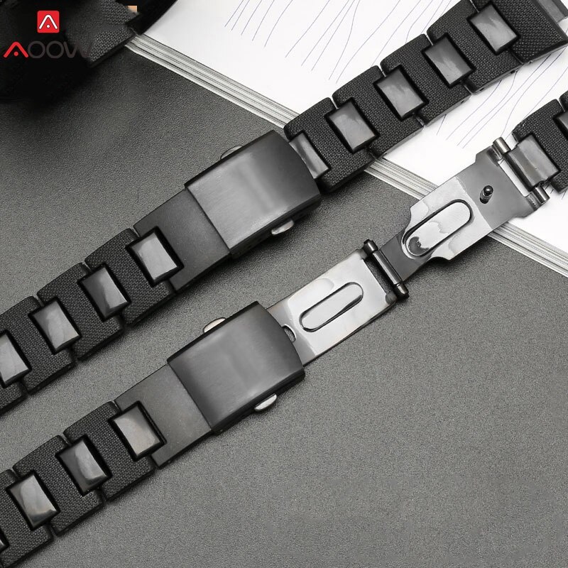 AOOW correa de reloj para Casio G-SHOCK DW5600 DW6900 GW-M5610 serie DW9600 pulsera de correa de reloj de plástico de acero inoxidable con herramientas