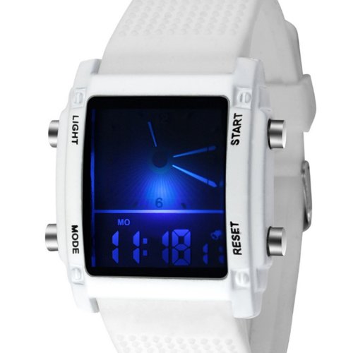 Reloj Led Digital para hombre y mujer, reloj de pulsera informal deportivo, banda de silicona, negro y blanco, reloj Saati