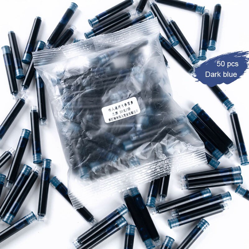arc-en-ciel couleur EF plume stylo plume pour enfants écriture école fournitures de bureau papeterie stylo écriture outil stylos encre sac: 50 pcs Dark blue