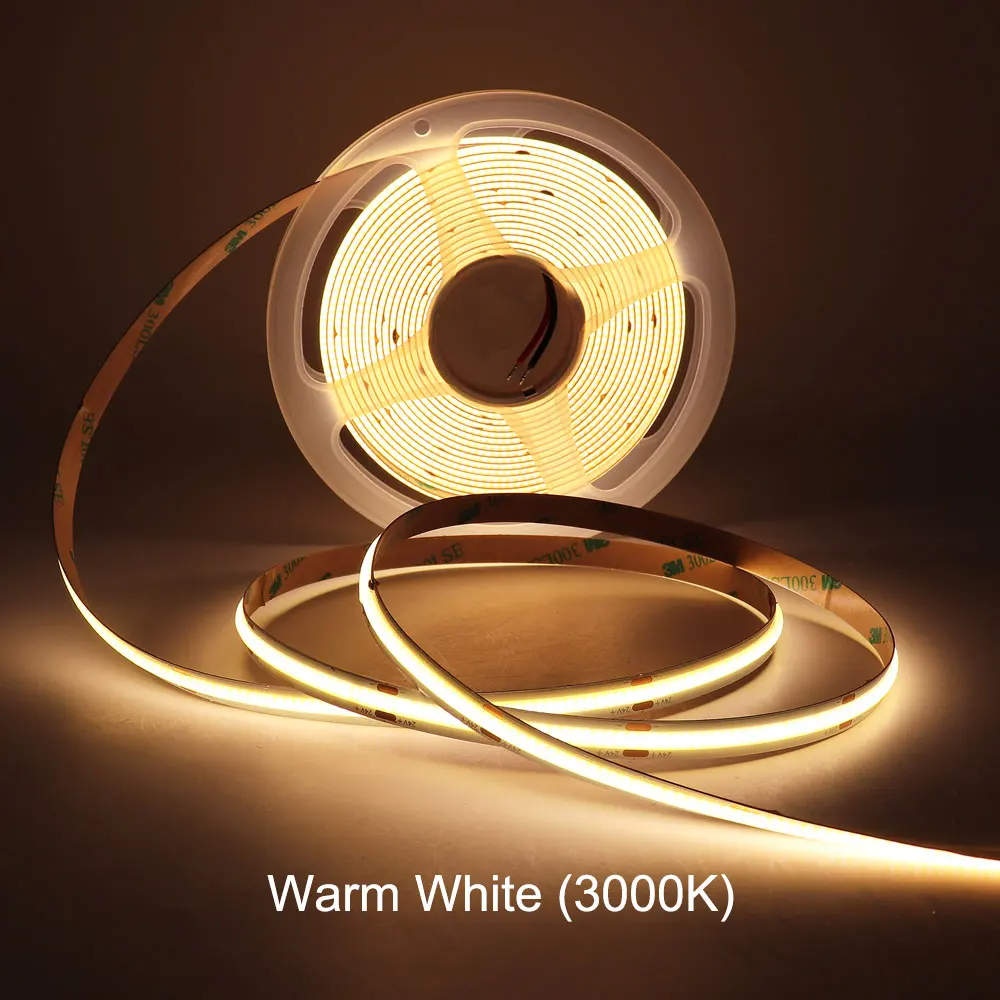 5m 10m LED-Streifen 12V 24V Cob LED-Licht leiste flexibles Band LED-Licht dimmbar Raum dekor LED-Band 2700k 3000k 4000k 6000k 8mm: YELLOW / Emittierende Color8 / 6-10W