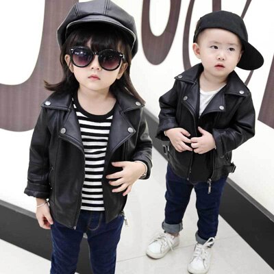 Girls PU Leather Jacket Boys Coats Autumn Spring Clothes Children Outerwear For Clothing Infant Kids Coat Baby Girl Jackets: 5