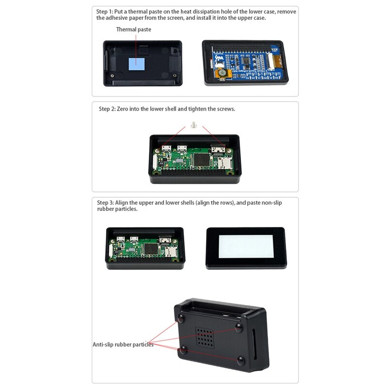 Module d&#39;écran d&#39;affichage pour Raspberry Pi Zero / Zero W, 2.13 pouces SPI 250X122, avec étui