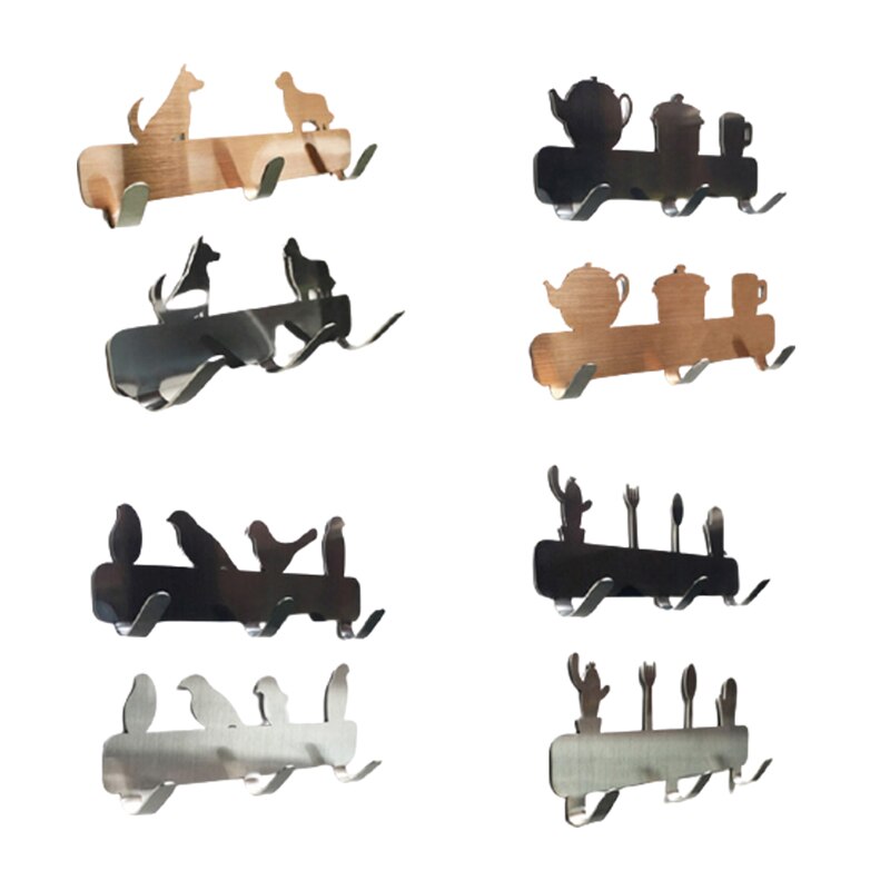 Wall Mounted Storage Hooks Stainless Steel Waterproof Door Hook Key Towel Holder Clothes Hanger Strong Sticky Hooks