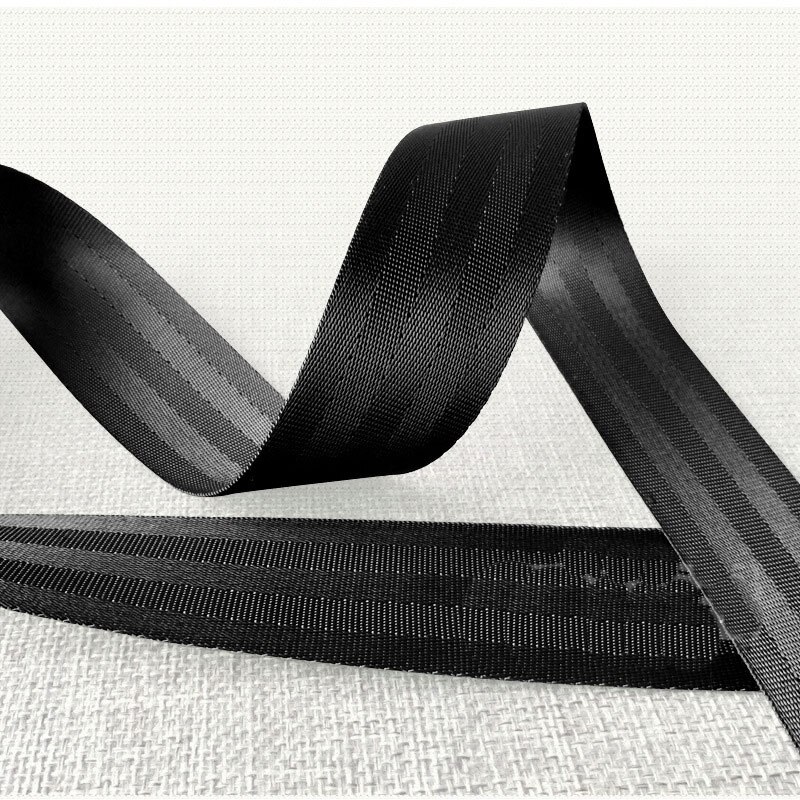 5M Nylon Webbing Safety Belt Grey Coffee Black Computer Jacquard Ribbon Children Car Seat Strapping Sewing Bag Belt Accessories: black 20mm