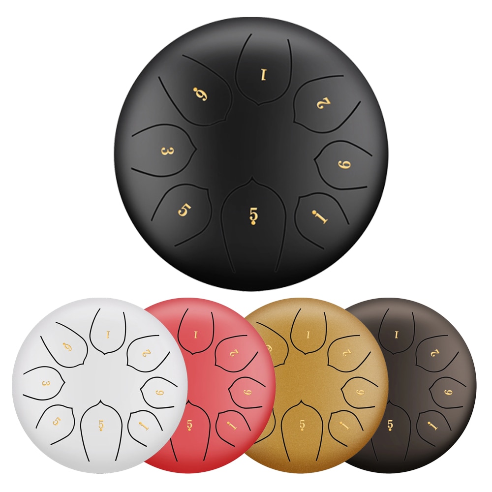 Tongue Drum 6 Inch Steel Tongue Drum 8 Tune Hand Pan Drum Tank With Drumsticks Carrying Bag Percussion Instruments Accessories