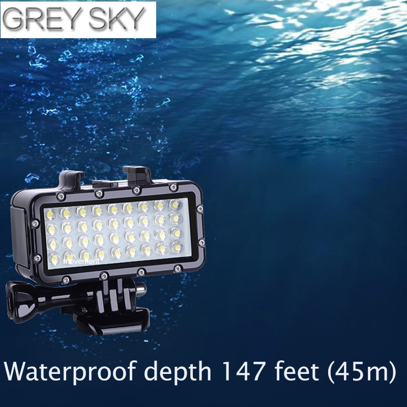 36 LED 45M lámpara de buceo impermeable Flash luz para GoPro Hero7 5 4 Hero3 Xiaomi Yi 4K + Lite mijia SJCAM SJ6 SJ7 accesorios de cámara