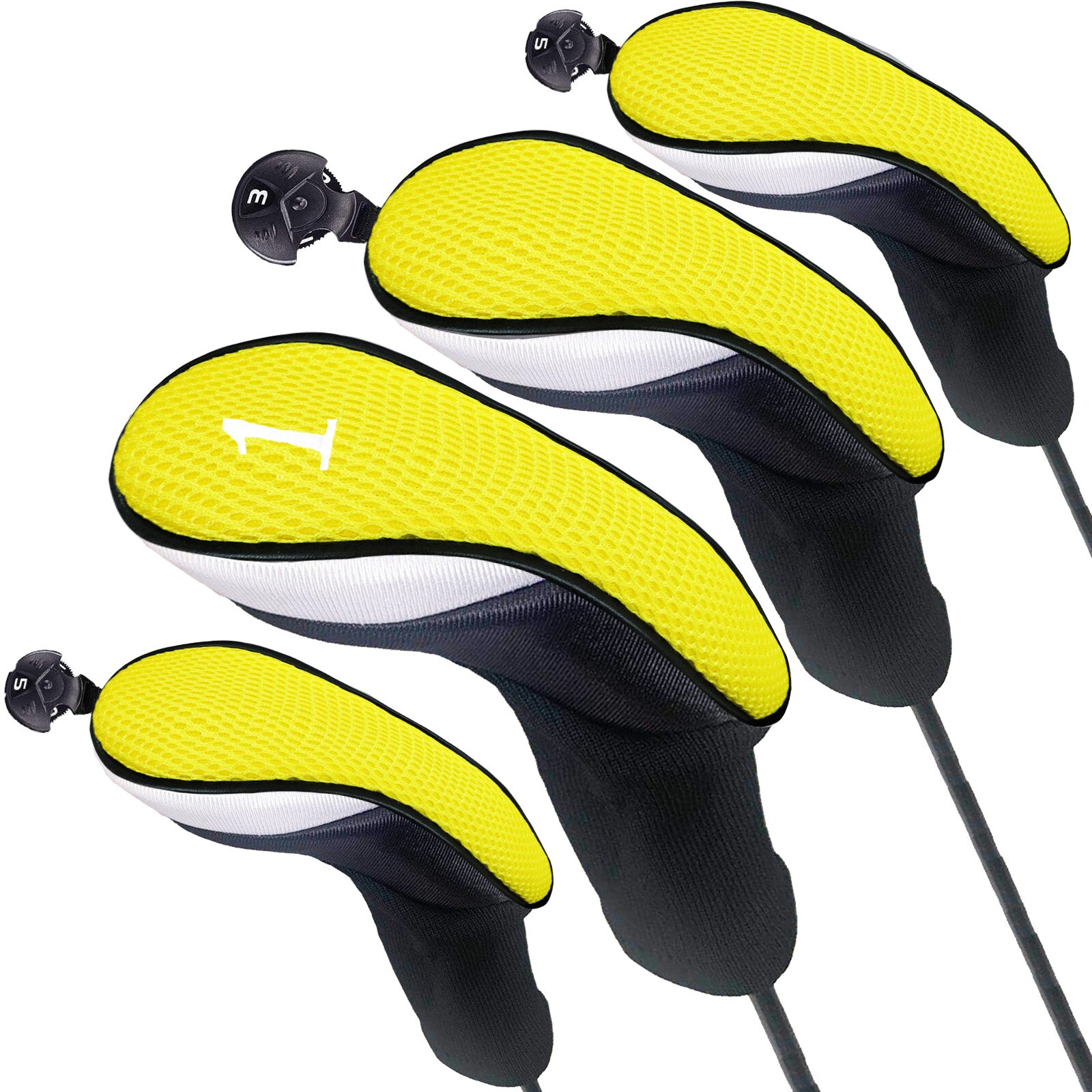 4/3/1 Pcs Set Golf Club Head Covers for Woods Clubs Headcover 1# 3# 5# Driver Fairway Hybrid Golfing Trainer Cover: 135X Yellow 4Pcs