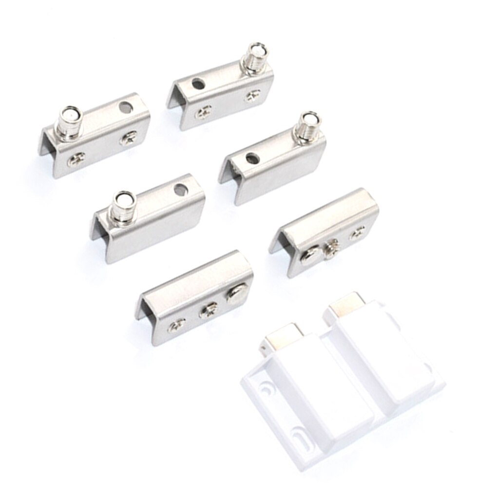 Stainless Steel Glass Cabinet Door Hinge Clip Glass Pivot Hinge Set Display Cabinet Cabinet Clip Furniture Hardware Accessories