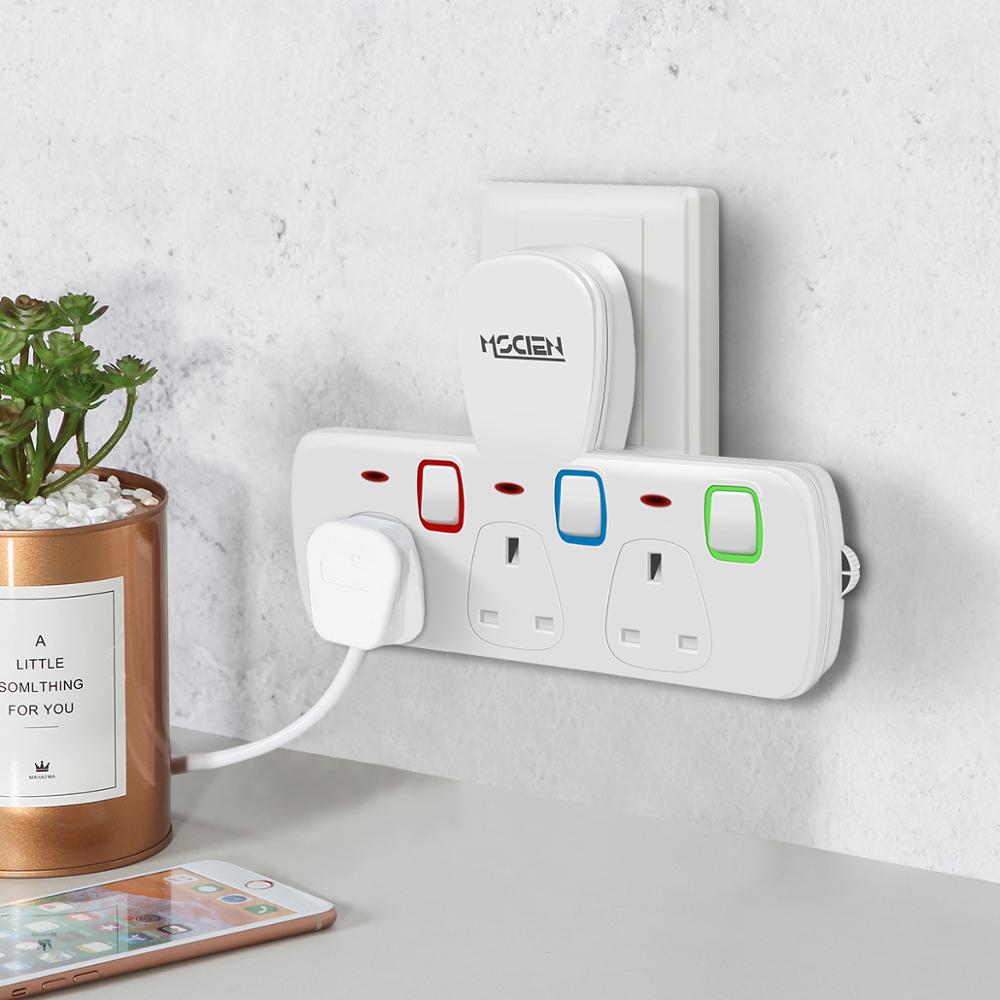 MSCIEN Power Strip UK Plug Multi Smart Plug Extension UK Electrical 13A 3 Outlet Home Charging Gray